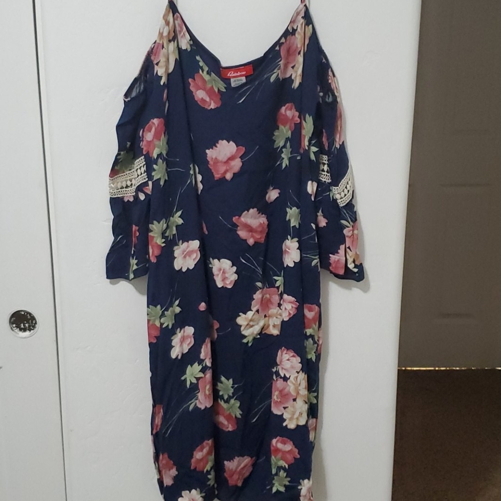 Rainbow off shoulder floral dress